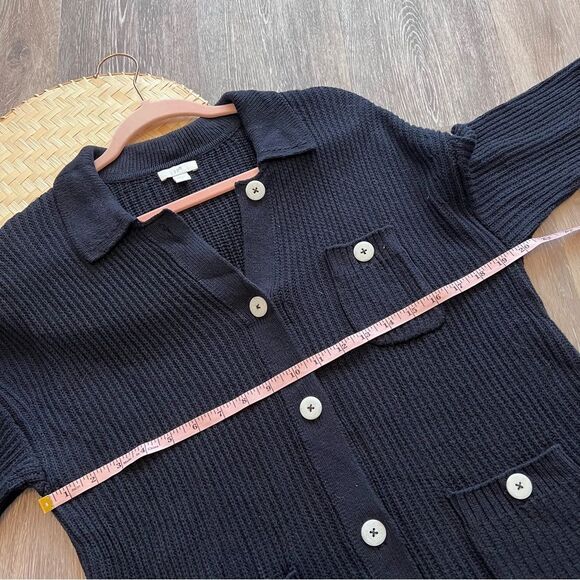 J. Jill navy blue collared button down knit cardigan women’s size S - Picture 4 of 6
